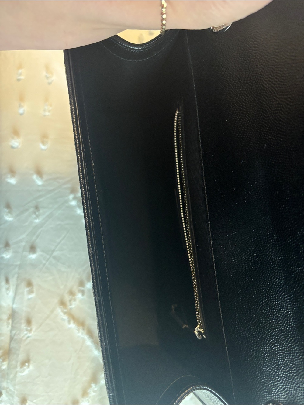 Saint Laurent Black Chevron Quilted Shoulder Bag with Silver YSL Hardware - Picture 7 of 8